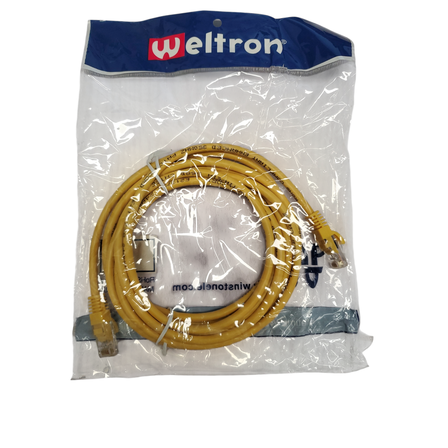 New Weltron 90 C5EB 10YL – 10 RJ45 Male-to-Male Cat5e Patch Cable, RoHS Compliant Pack of 10