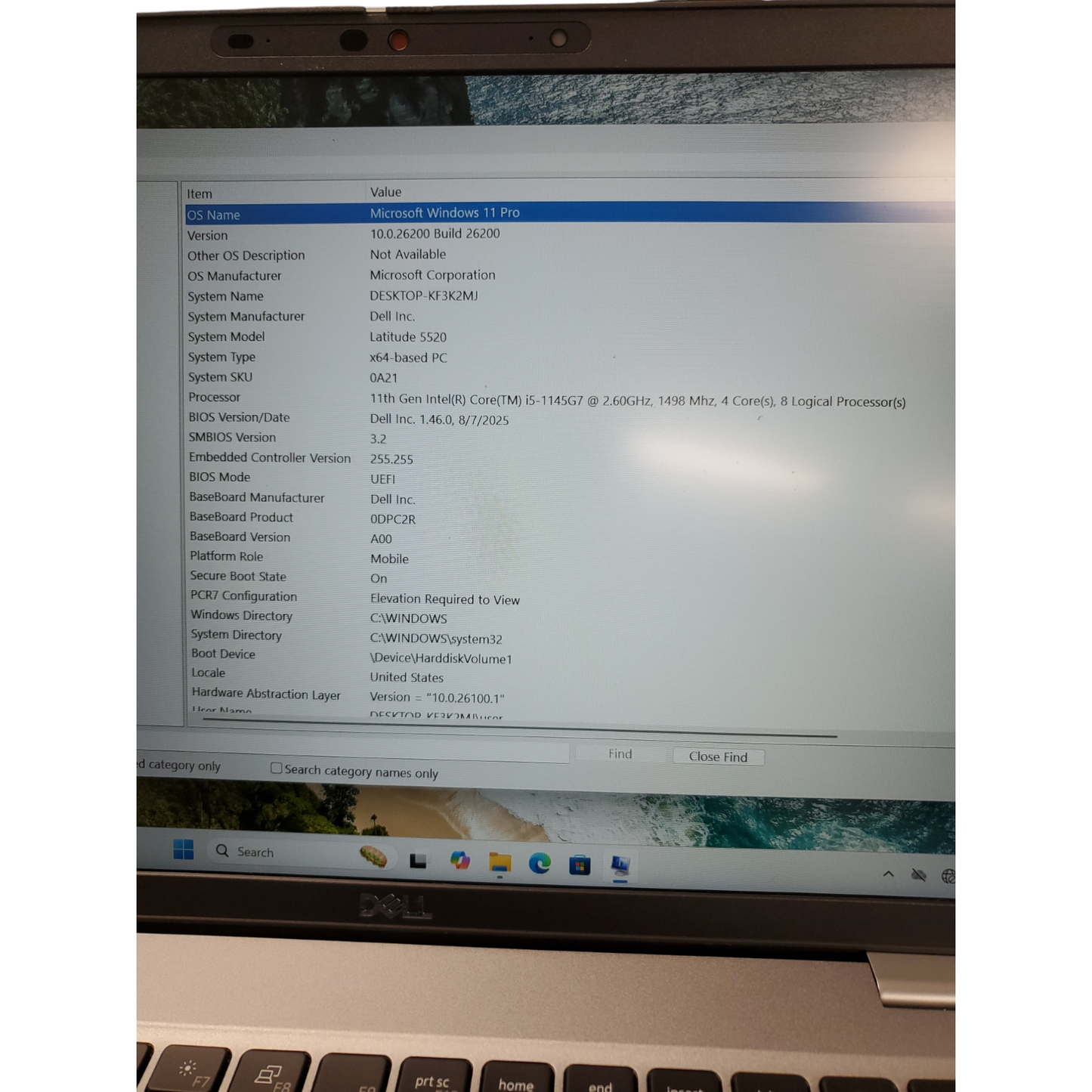 DELL LATITUDE 5520 – Core i5 11th GEN 2.60GHz 8GB RAM 256GB M2