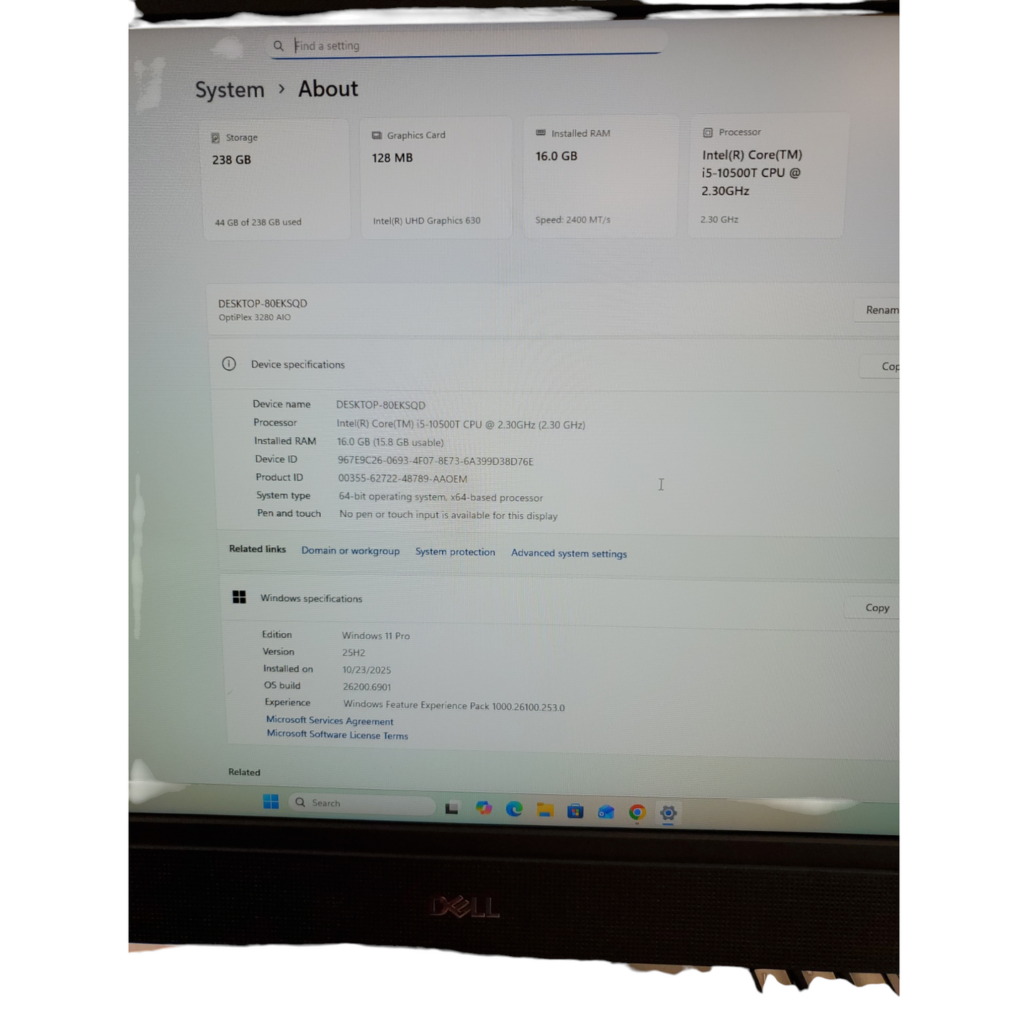 Dell Optiplex 3280 21" All-in-One – i5 10th Gen / 16GB RAM / 256GB M2