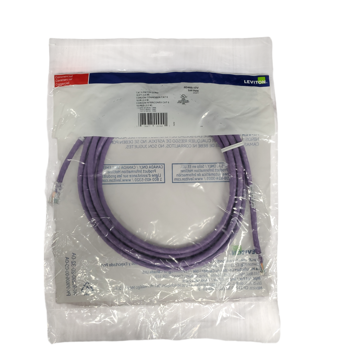 New Cat 6 Patch Cord 10 FEET (3.0 METERS) - Pack of 10