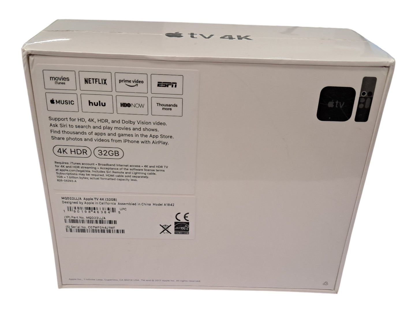 Apple TV 4K - 32GB – Black (MQD22LL/A) – BRAND NEW SEALED