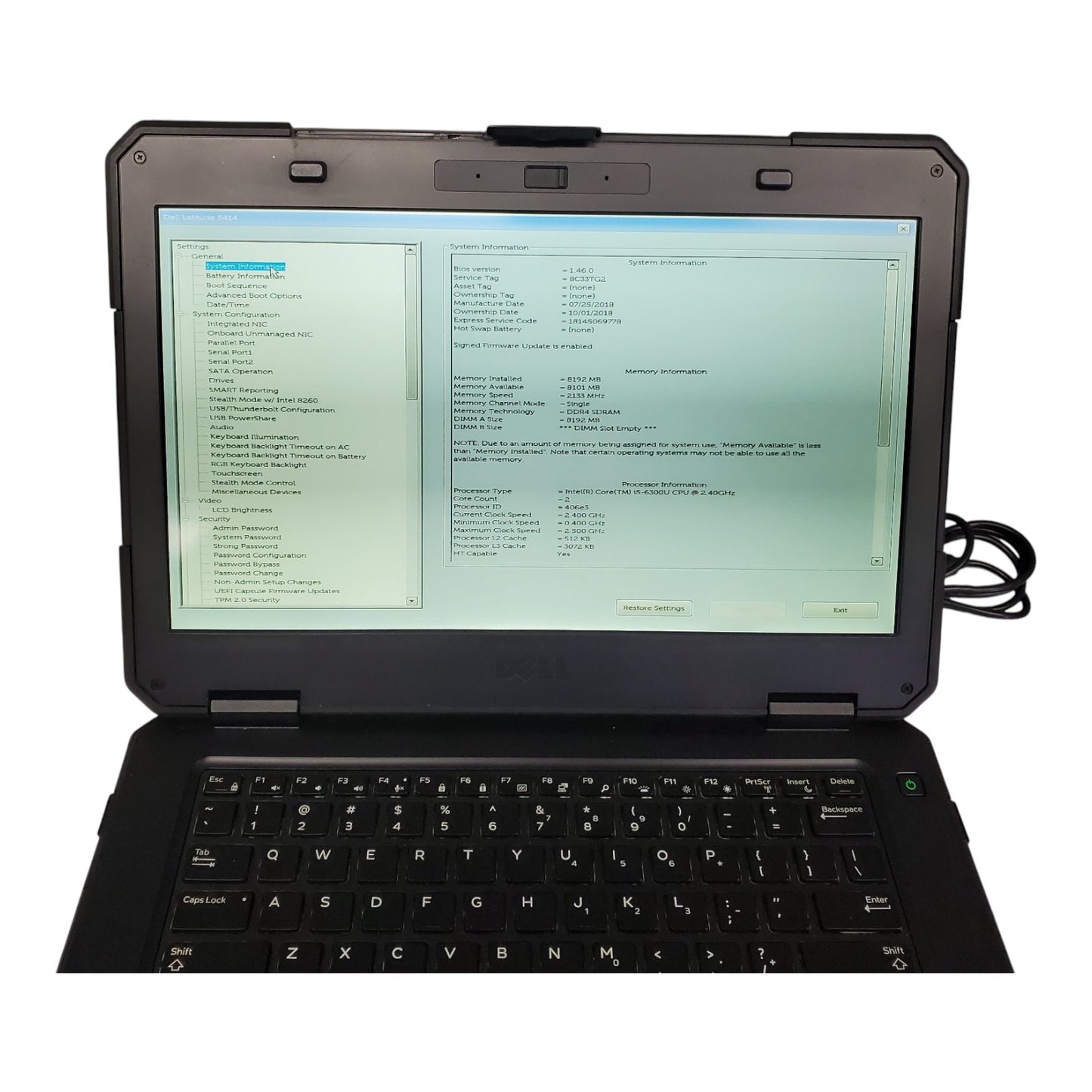 Dell Latitude 5414 Rugged 14" Laptop - Intel Core i5 6th Gen 2.40GHz, 8GB RAM