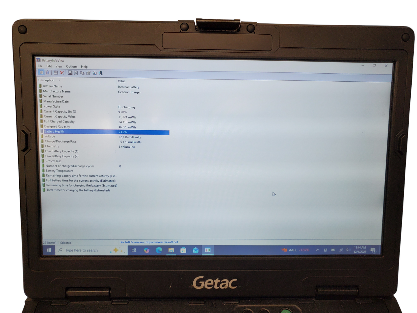 Laptop Getac S410 G2 Core i7 8th gen 1.80Ghz 16gb 256gb Touch Screen  SKU: 2100789 - Read Description