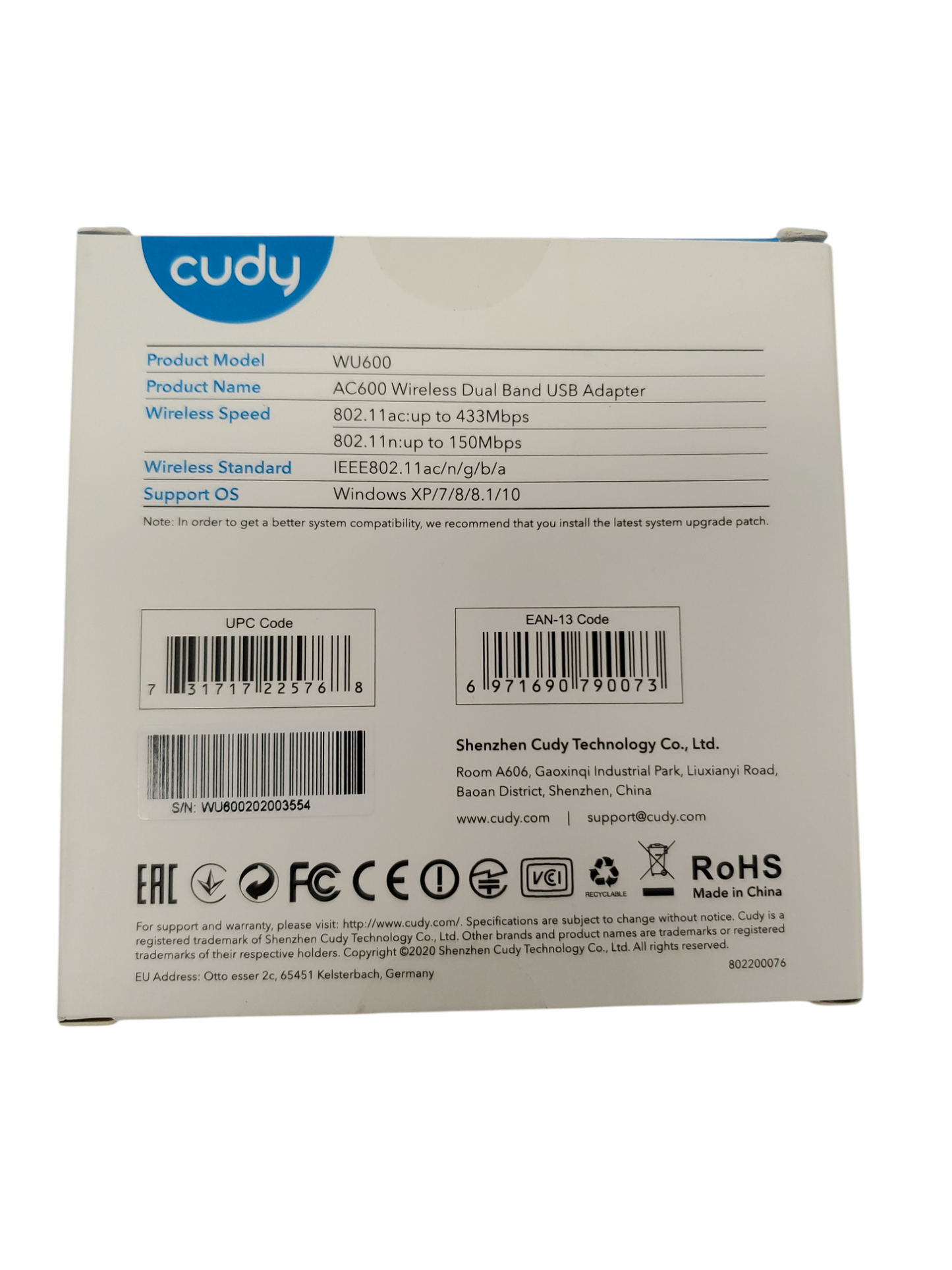 Cudy WU600 AC600 Wireless Dual Band USB Adapter