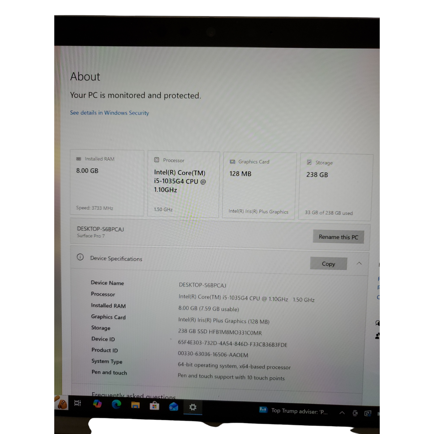 Microsoft Surface PRO 7 Core i5 10th Gen 1100 8GB 256GB