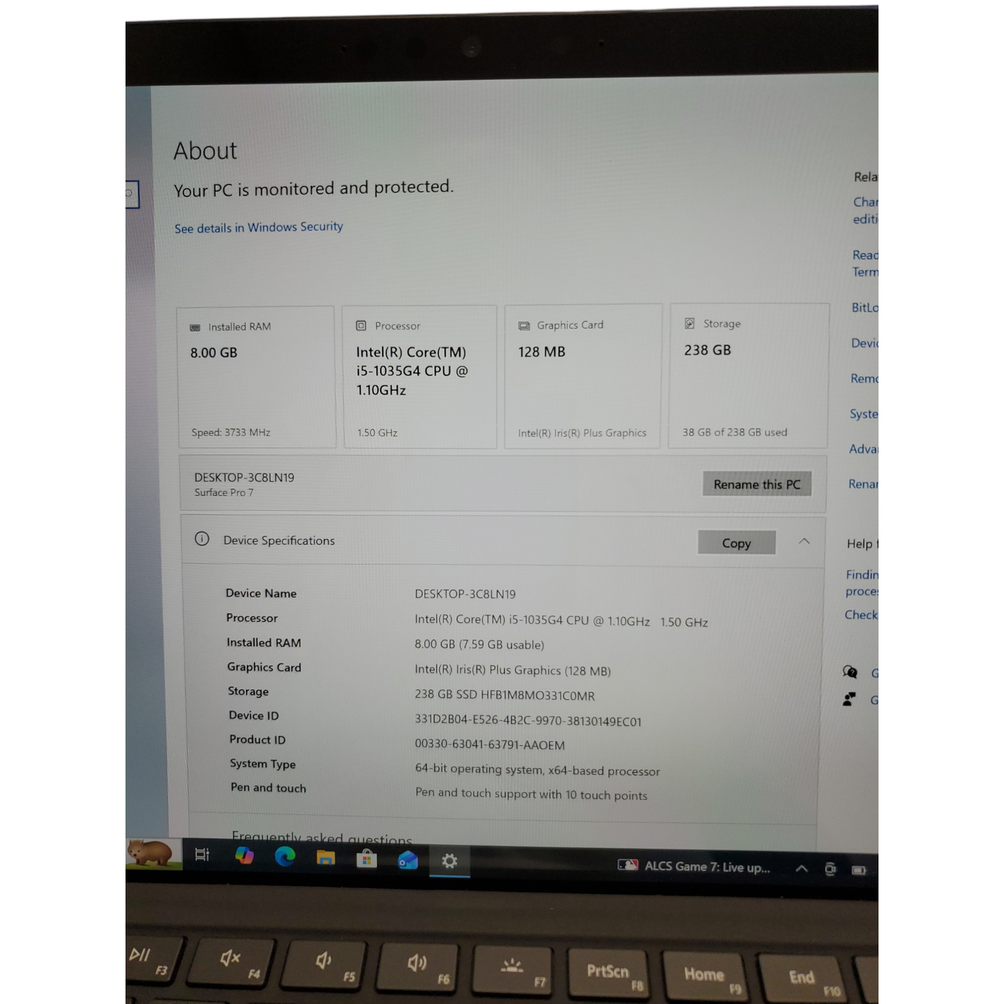Surface Pro 7 Core i5 10th Gen 1100 8GB 256 GB