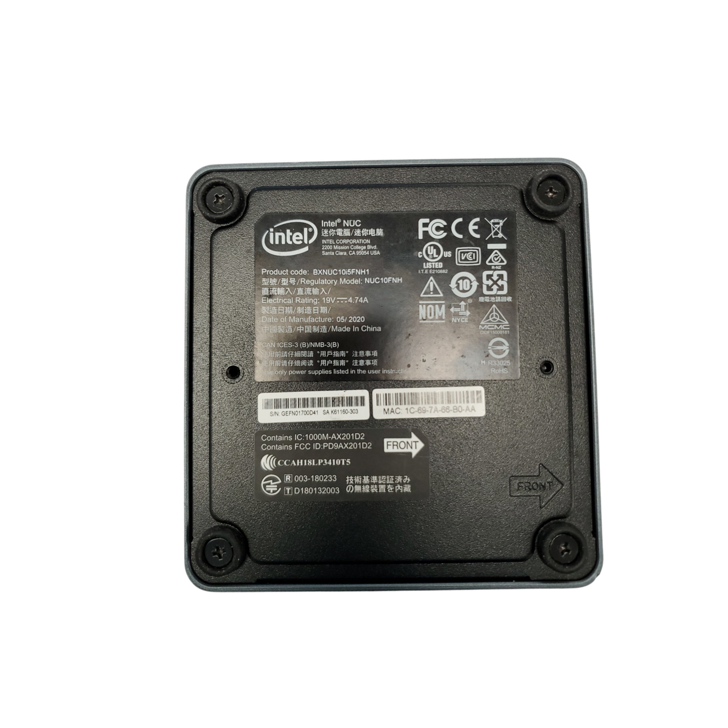 Intel Nuc 10i5fnh Mini SFF Core i5 10th gen 1600GHz 16gb 512gb Nvme