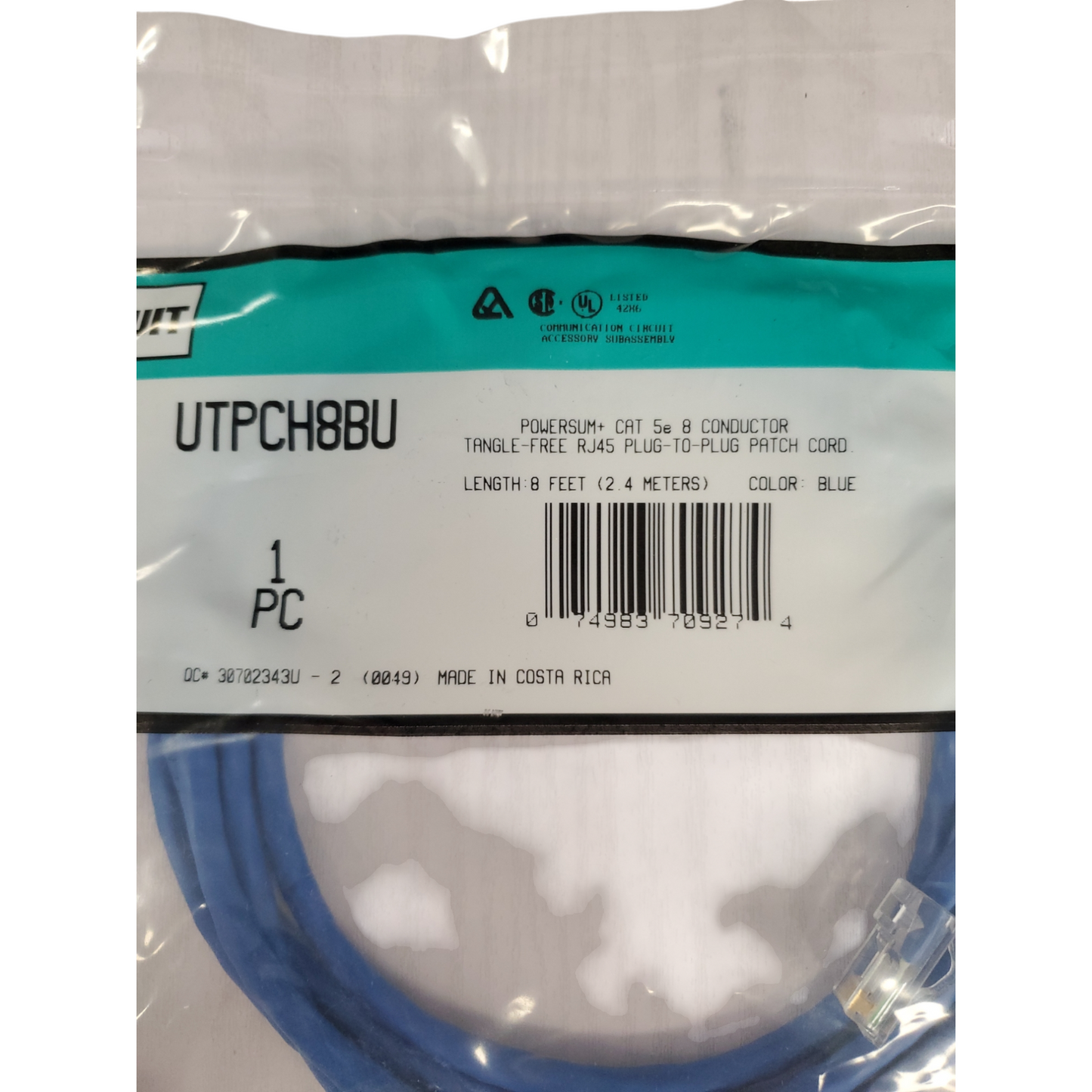 New Cat 5e 8 Conductor,Tangle-Free Plug-to-Plug Patch Cord 8 FEET (2.4 METERS) - Pack of 10