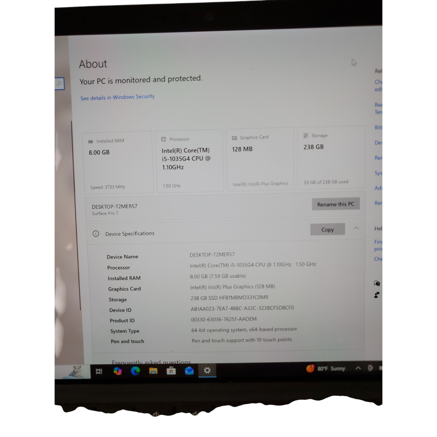 Microsoft Surface PRO 7 Core i5 10th Gen 1100 8GB 256GB